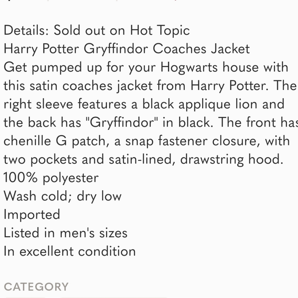 Harry Potter Hot Topic Bomber Jacket - Picture 3 of 5